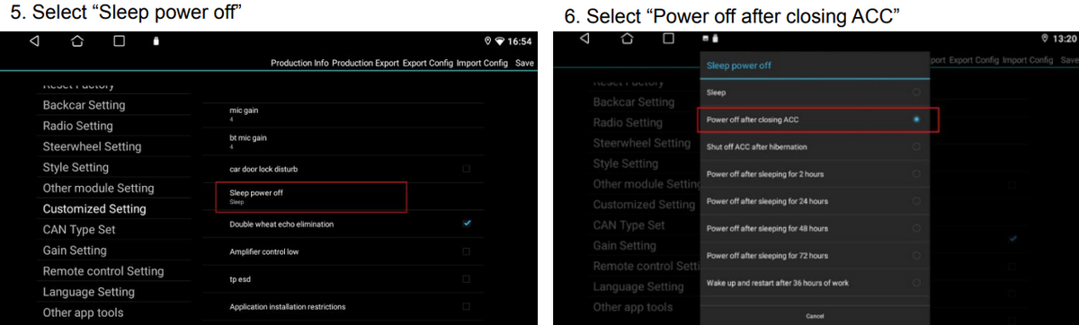 Sleep Mode Settings