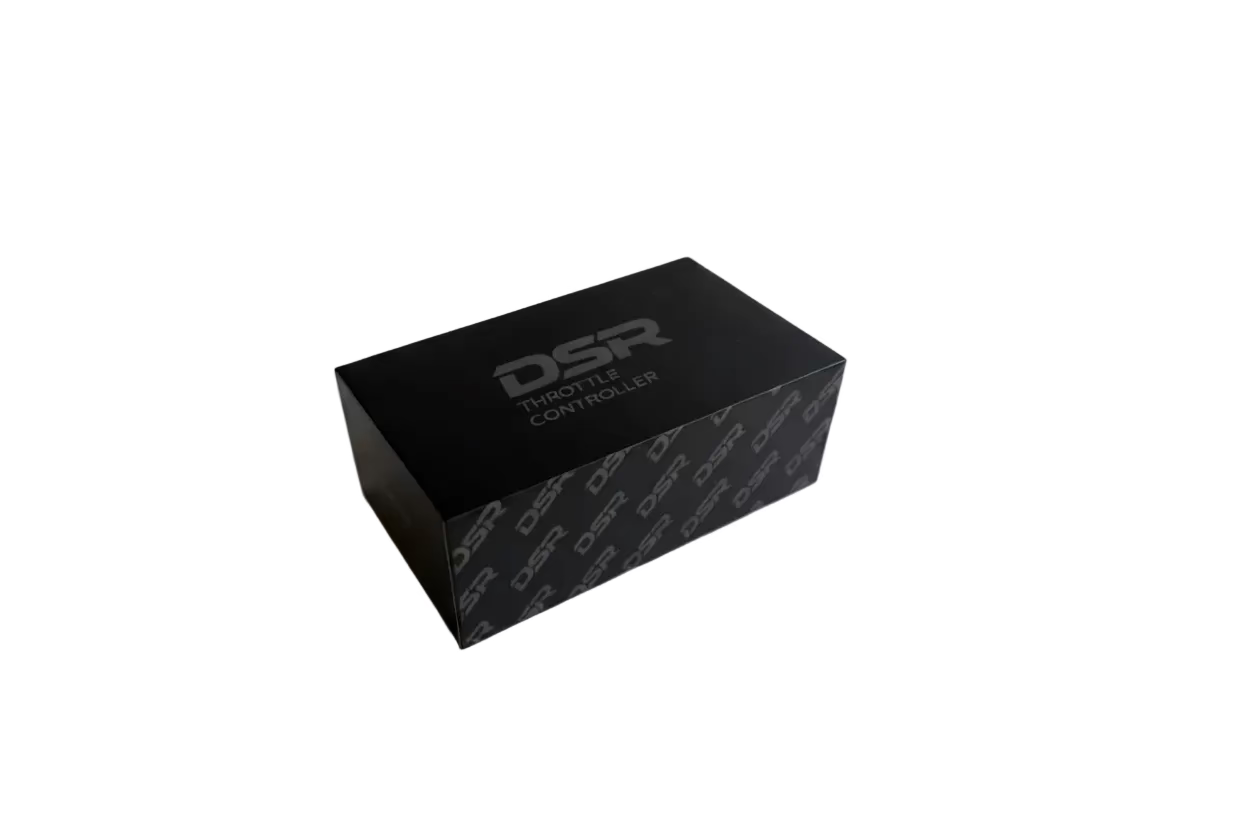 Black box with 'DSR' branding on a white background