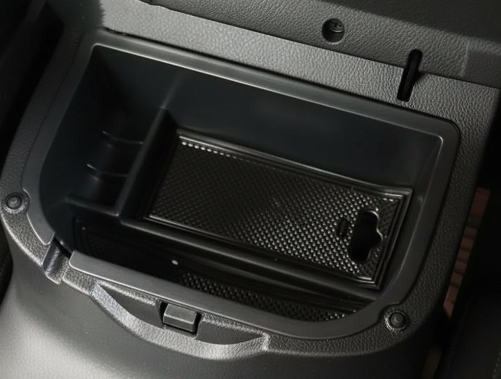 Car console tray with cup holder and storage space